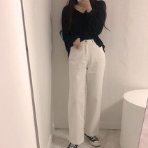 체리체리 여성용 일자 와이드 면바지