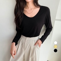 세컨그라운드 여성용 스판 레이온 유넥 티셔츠