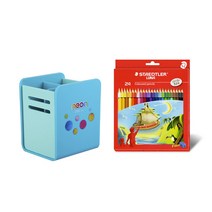 스테들러 루나 24색 색연필 + 델리 펜꽂이 세트, ★색상(노출,필수):블루 + 그린(펜꽂이), 색연필(혼합색상), 1세트