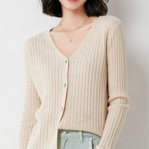 마켓A 여성용 골지 슬림 컬러 브이넥 가디건