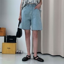 시크블랙 여성용 프도러 A라인 투컬러 4부 데님팬츠 cppt10419k27