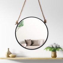 빈티지 스트랩 벽거울 60cm, 블랙