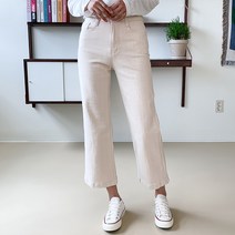 투디오션 여성용 레트로 일자핏 면팬츠