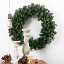 마쉬매리골드 크리스마스 무장식 리얼 파인 리스, 그린