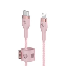 벨킨 프로 플렉스 USB-C to 라이트닝 아이폰 고속 충전 케이블 CAA011bt1M, 1m, 핑크