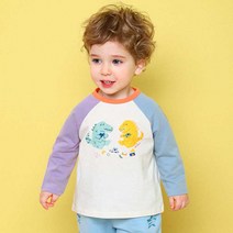 몰리멜리 아동용 스프링 공룡 래글런 티셔츠