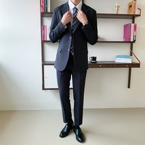 투디오션 남성용 슬림핏 4계절 베이직 수트셋업