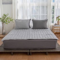 그래이불 부드러운 깅엄체크 워싱 먼지없는 체크 패드, 차콜