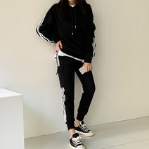 핑크시슬리 여성용 건빵 라이닝 후드 트레이닝 상하의 세트