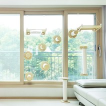 하늘둥둥 고양이 캣타워 선반 해먹 + 원통스텝 2p 세트, 혼합색상, 1세트