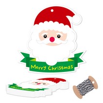 크리스마스 트리 장식 산타 태그 대 50p + 블랙끈 10m, 혼합색상, 1세트