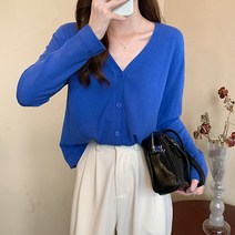 유니제이 여성용 퐁디 데일리 브이넥 가디건