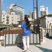 시크블랙 여성용 츠카리 무릎찢청 와이드 팬츠 PT7656K16
