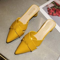 여성용 투머로우 리본 레더 스틸레토 미들 뮬 PRDS142