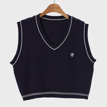 시크폭스 여성용 스쿨 와펜 크롭 니트 베스트