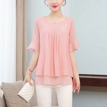마더브띠 여성용 주름셔링 라운드넥 롱블라우스