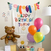 생일 파티 레인보우 곰돌이 세트, 혼합색상, 1세트