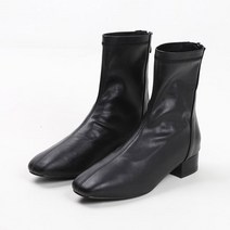 가죽 스웨이드 사각코 스판삭스 앵클부츠 3cm