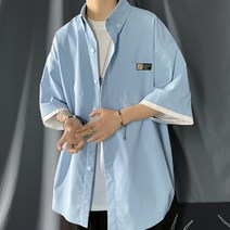 남성용 DM 패션 페이크 투피스 반팔 셔츠