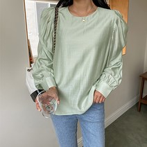 비스코스 퍼프 소매 블라우스