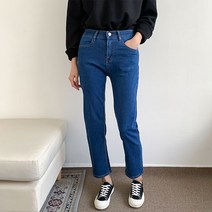 헤이진 여성용 인밴딩 슬림일자 스판 청바지