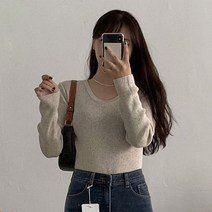 에이와비 여성용 뱀부 골지 유넥 니트