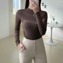플랜데이 여성용 구김없는 레이온 스판 라운드 긴팔 티셔츠 2p