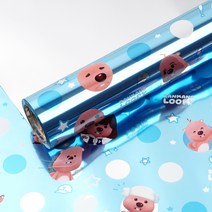 잔망루피 비닐 증착 롤 선물 포장지, 빅도트, 1개