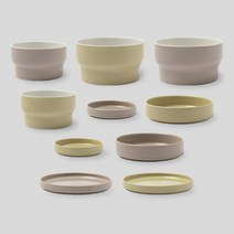 쓰임 마이 2인 홈 식기세트 10p, 빈베이지 + 소이옐로우, 공기 2p + 대접 2p + 찬기 2종 x 2p + 사이드 접시 2p