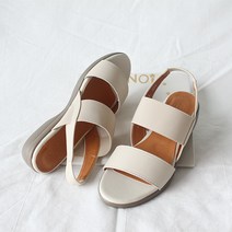 벨라노이 여성용 가죽 발편한 발등 스판 콤비 논슬립 몰드창 낮은굽 샌들 3.5cm