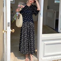 앤드스타일 여성용 쁘띠리 스모크 나염 롱 원피스 260532