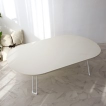 트리팜 LPM 오브제 타원형 하이엔드 접이식테이블 특대형 1200 x 800 mm, 그레이 무광