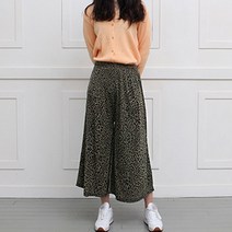 레오파드 와이드 밴딩 팬츠
