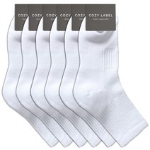 코지라벨 남성용 스포츠 메쉬 더블쿠션 중목양말 6족, 화이트
