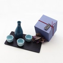 달소금 도자기 피콕 도쿠리 스카이잔 선물세트, 1세트, 도쿠리 + 술잔 3p