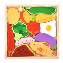 오즈토이 목제 발란스 그림맞추기 도미노 퍼즐 푸드, 12피스, 1개