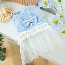 반려동물 아티펫 러블리 블루체크 리본 드레스, One Type