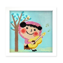 케이엠엘리 임선경 5D 사랑의 메시지 원형 보석 십자수 DIY 키트 + 액자 세트 25 x 25 cm, 02 너를 위한 노래, 1세트