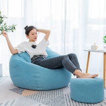 1인용빈백 빈백 1인용빈백쇼파 빈백 bean bag cover easy clean lazy beanbag cover without filler lounger seat bean, 하늘색, 콩 주머니 덮개 l