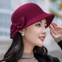 헬스모자 러닝모자 왕대두볼캡 대두 볼캡 여성용 모자 나비 매듭 모직 펠트 페도라 한국