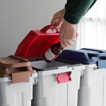 결합형 분리수거통 슬림형 학교 쓰레기통 높이 59cm, 슬림펌 핸들쓰레기통(네이비)30L