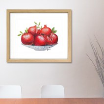 나봄갤러리 석류와 그릇 (A4사이즈 40X31) 석류그림 액자, 3.내츄럴 액자
