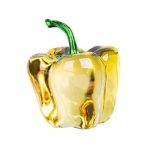 3D 크리스탈 칠리와 체리 입상 크리스탈 과일 상태 페이퍼 웨이트 크리스탈 홈 장식 장식품 애인을위한 탁상, 옐로우 칠리, 결정