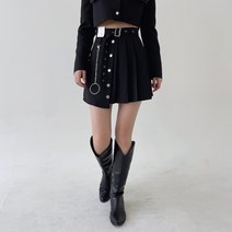 미피 체인 링 플리츠 랩 미니스커트 A라인 주름 치마 유니크 방송댄스복