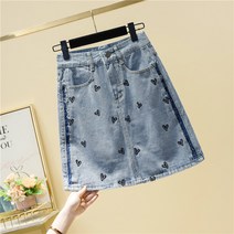 데님청스커트 여성의류 전문점 철수함 캐비닛의 꼬리 부분 화물 사랑하트 하이 허리 힙랩 미니 트렌드 2240591012