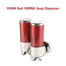 손소독기 자동 분사 센서 무선 소독기 벽걸이 수동 액체 비누 디스펜서 1000ML 손 소독제 용기 욕실 샴, 06 Red