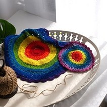 PGM3몰무지개 니트 뜨개 코스터 2size 유리잔받침 머그컵 받침 차받침 찻잔 티코스터 유리 머그 컵대*^*췤2pgm, *^*2옵션*^소