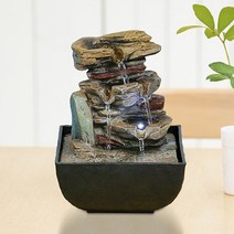 실내분수대 미니 인테리어 인공 폭포 계곡 가정용 조각 조명 집들이 선물, 브라운 폭포