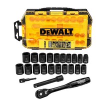 해외 DEWALT 임팩트 소켓 세트 23종 12.7mm 드라이브 메트릭/SAE (DWMT74739)126044, 23pc Socket Set, Socket Set