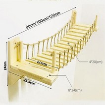고양이캣타워 벽 마운트 다리 애완 동물 나무 집 침대 해먹 Sisal 사다리 단계 Scratcher 게시물 등산 프레임 가구 장난감, Wood Cat Bridge+Length 90cm